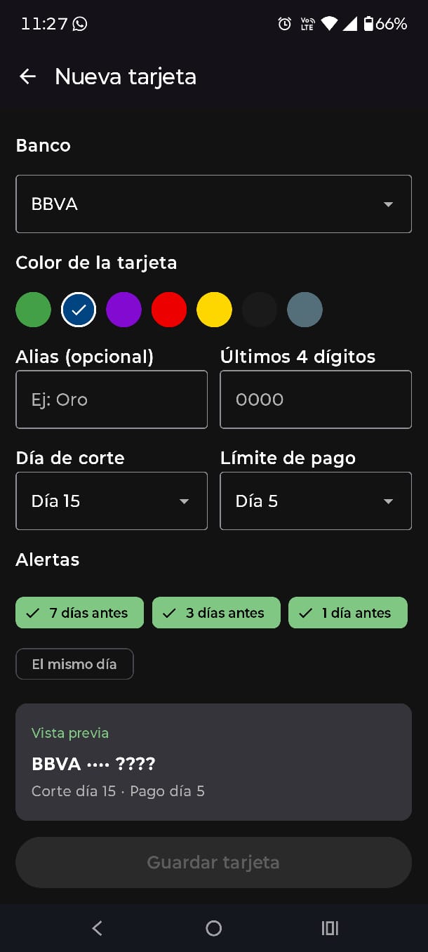 Captura de BENTOOLS Control Tarjetas